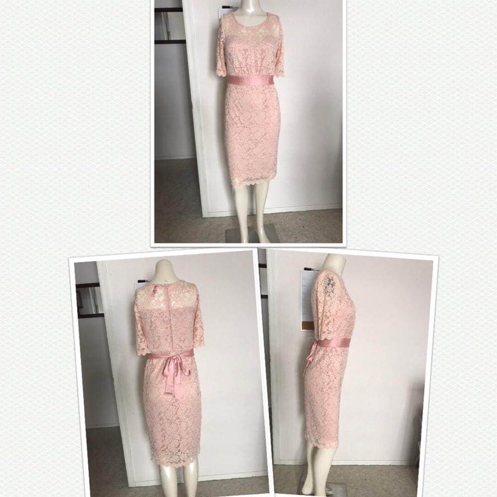 Maternity blush lace dress